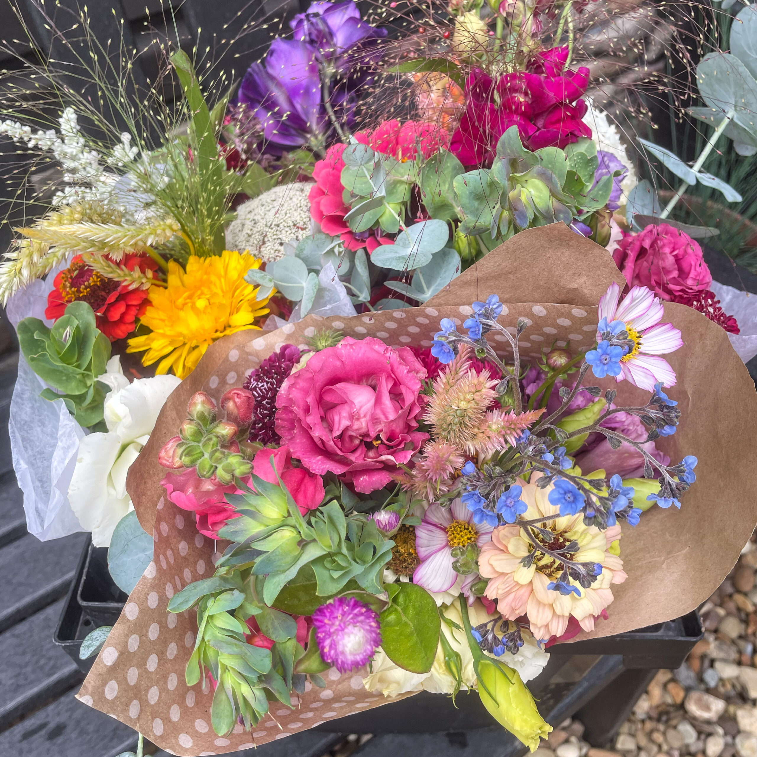 Several beautiful bouquets of flowers