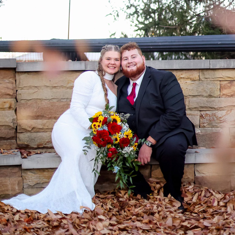 Sitting Bride and Groom